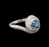 14KT White Gold 1.29 ctw Fancy Blue Diamond Ring