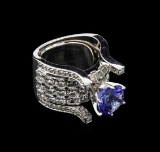 2.75 ctw Tanzanite and Diamond Ring - 14KT White Gold