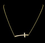 0.55 ctw Diamond Cross Necklace - 18KT Yellow Gold