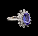 14KT White Gold 1.56 ctw Tanzanite and Diamond Ring