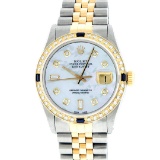 Rolex 18K Two-Tone 1.00 ctw Diamond and Sapphire DateJust Men's Watch