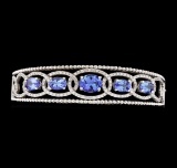 5.03 ctw Tanzanite and Diamond Bracelet - 14KT White Gold