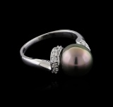 Pearl and Diamond Ring - 14KT White Gold