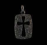 4.30 ctw Black Diamond Cross Pendant - 14KT White Gold