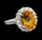 3.00 ctw Citrine and Diamond Ring - 14KT White Gold