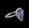 4.33 ctw Tanzanite and Diamond Ring - 14KT White Gold