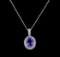 14KT White Gold 3.29 ctw Tanzanite and Diamond Pendant With Chain