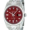 Mens Rolex Stainless Steel Red Diamond And White Gold Fluted Datejust Wristwatch