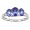 1.67 ctw Tanzanite and Diamond Ring - 10KT White Gold