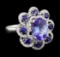 3.36 ctw Tanzanite, Sapphire and Diamond Ring - 14KT White Gold