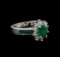 1.25 ctw Emerald and Diamond Ring - 14KT White Gold
