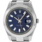 Rolex Mens SS 41MM Blue Baguette Diamond Datejust 2 Oyster Band Wristwatch