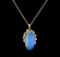 15.66 ctw Opal and Diamond Pendant With Chain - 14KT Yellow Gold