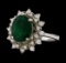 3.09 ctw Emerald and Diamond Ring - 14KT White Gold