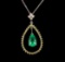 2.18 ctw Emerald and Diamond Pendant With Chain - 14KT White Gold