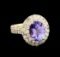 4.15 ctw Tanzanite and Diamond Ring - 14KT Yellow Gold