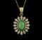 14KT Yellow Gold 3.89 ctw Opal and Diamond Pendant With Chain