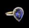 14KT Yellow Gold 2.80 ctw Tanzanite and Diamond Ring