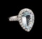 5.58 ctw Aquamarine and Diamond Ring - 14KT White Gold