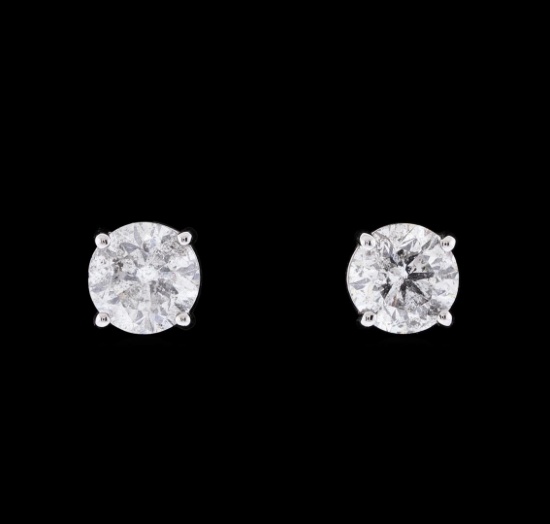 1.21 ctw Diamond Earrings - 14KT White Gold