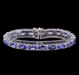 14KT White Gold 14.82 ctw Tanzanite and Diamond Bracelet