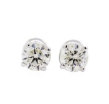 1.40 ctw Diamond Stud Earrings - 14KT White Gold