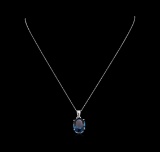 Crayola 11.00 ctw Blue Topaz Pendant With Chain - 14K White Gold
