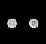 1.21 ctw Diamond Earrings - 14KT White Gold