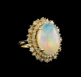 11.88 ctw Opal and Diamond Ring - 14KT Yellow Gold