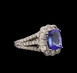 14KT White Gold 2.38 ctw Tanzanite and Diamond Ring