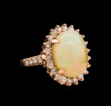 7.57 ctw Opal and Diamond Ring - 14KT Rose Gold