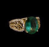 14KT Yellow Gold 2.47 ctw Emerald and Diamond Ring