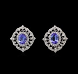 14KT White Gold 2.46 ctw Tanzanite and Diamond Earrings