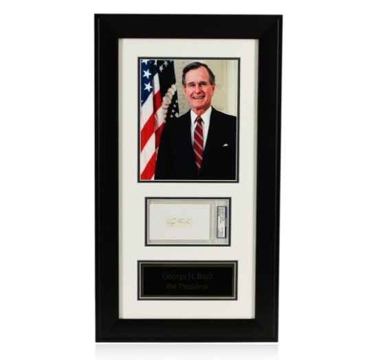 George H. Bush Signed Cut Display PSA Certified