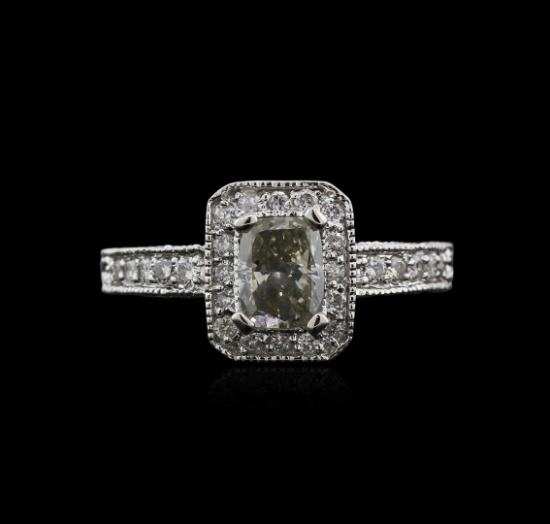 1.34 ctw Fancy Light Green Diamond Ring - 14KT White Gold