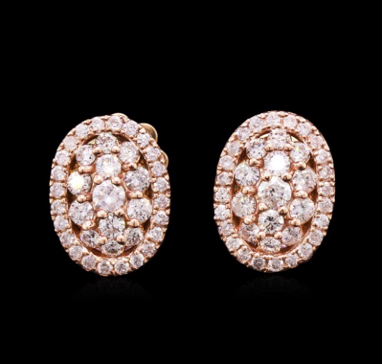 0.85 ctw Diamond Earrings - 14KT Rose Gold