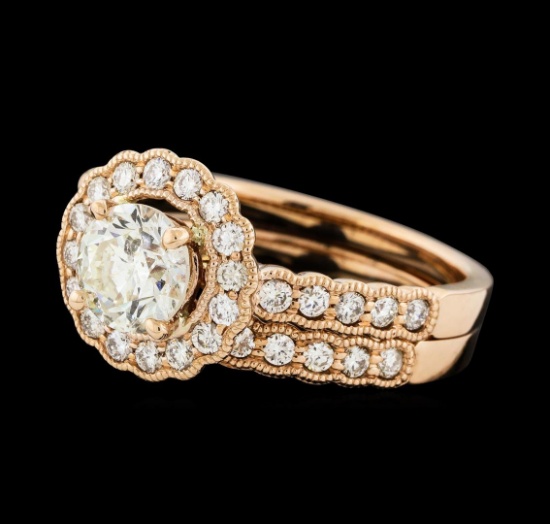 1.56 ctw Diamond Ring and Wedding Band - 14KT Rose Gold