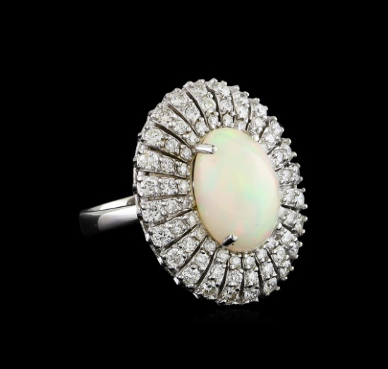 5.68 ctw Opal and Diamond Ring - 14KT White Gold