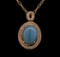 14KT Rose Gold 14.35 ctw Chrysoprase and Diamond Pendant With Chain