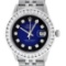 Rolex Mens Stainless Steel Blue Vignette 3.15 Carat Diamond Datejust Wristwatch