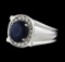 2.87 ctw Sapphire and Diamond Ring - 14KT White Gold