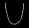 16.81 ctw Sapphire and Diamond Necklace - 14KT White Gold
