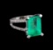 8.78 ctw Emerald and Diamond Ring - 14KT White Gold