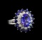 14KT White Gold 3.37 ctw Tanzanite, Sapphire and Diamond Ring