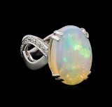 10.00 ctw Opal and Diamond Ring - 14KT White Gold