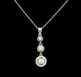 1.06 ctw Diamond Pendant With Chain - 14KT White Gold