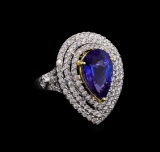 14KT Two-Tone Gold 5.47 ctw Tanzanite and Diamond Ring