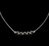 2.70 ctw Sapphire and Diamond Necklace - 14KT White Gold