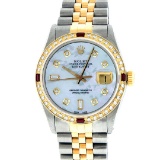 Rolex Two-Tone Mother Of Pearl Diamond and Ruby DateJust Men's Watch