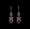 2.61 ctw Amethyst and Diamond Earrings - 18KT Yellow Gold